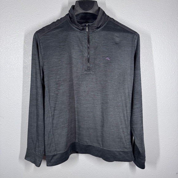 Tommy Bahama Other - Tommy Bahama IslandZone Mens Large Gray Heather‎ Quarter Zip Pullover Jacket